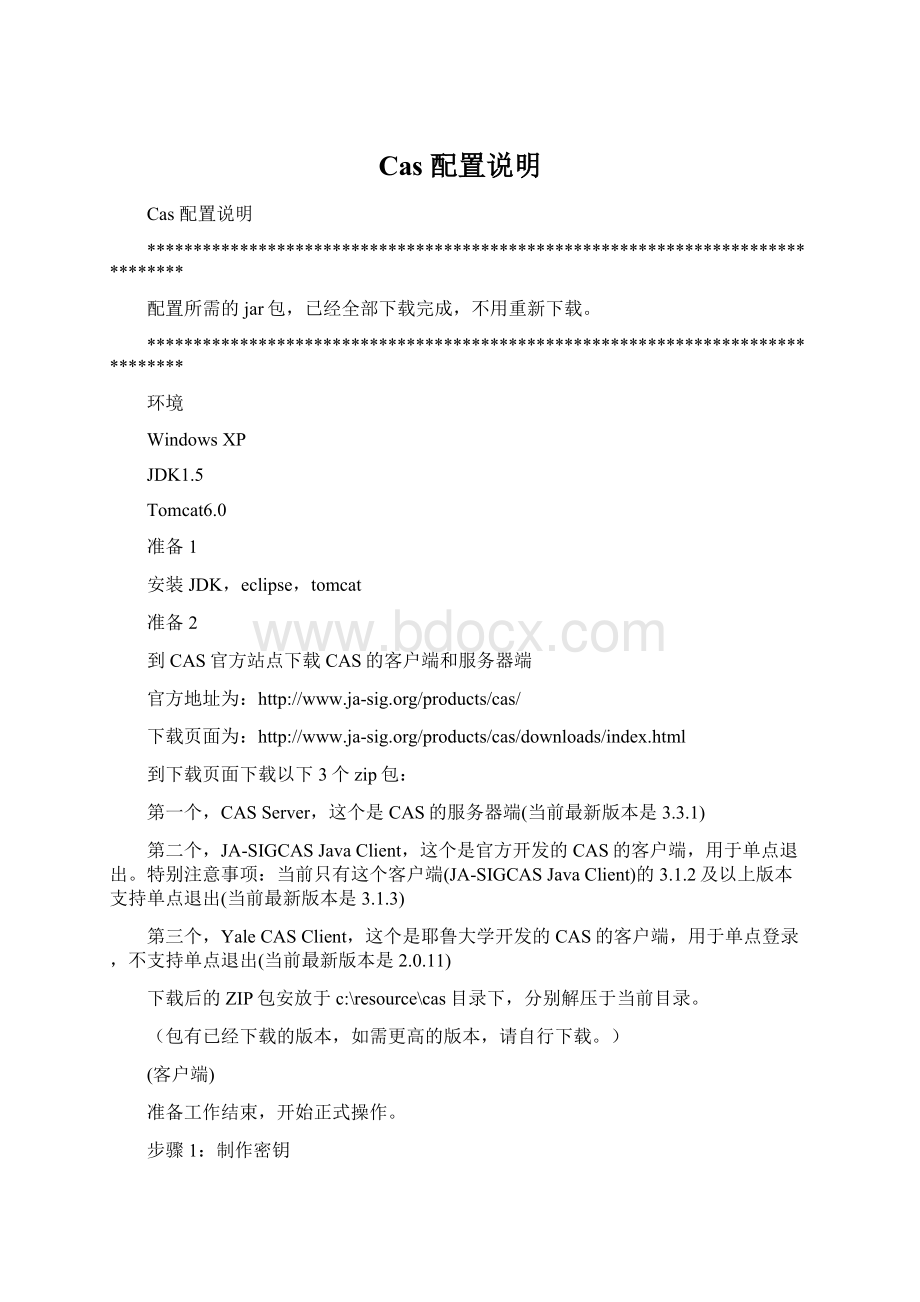 Cas 配置说明Word格式文档下载.docx