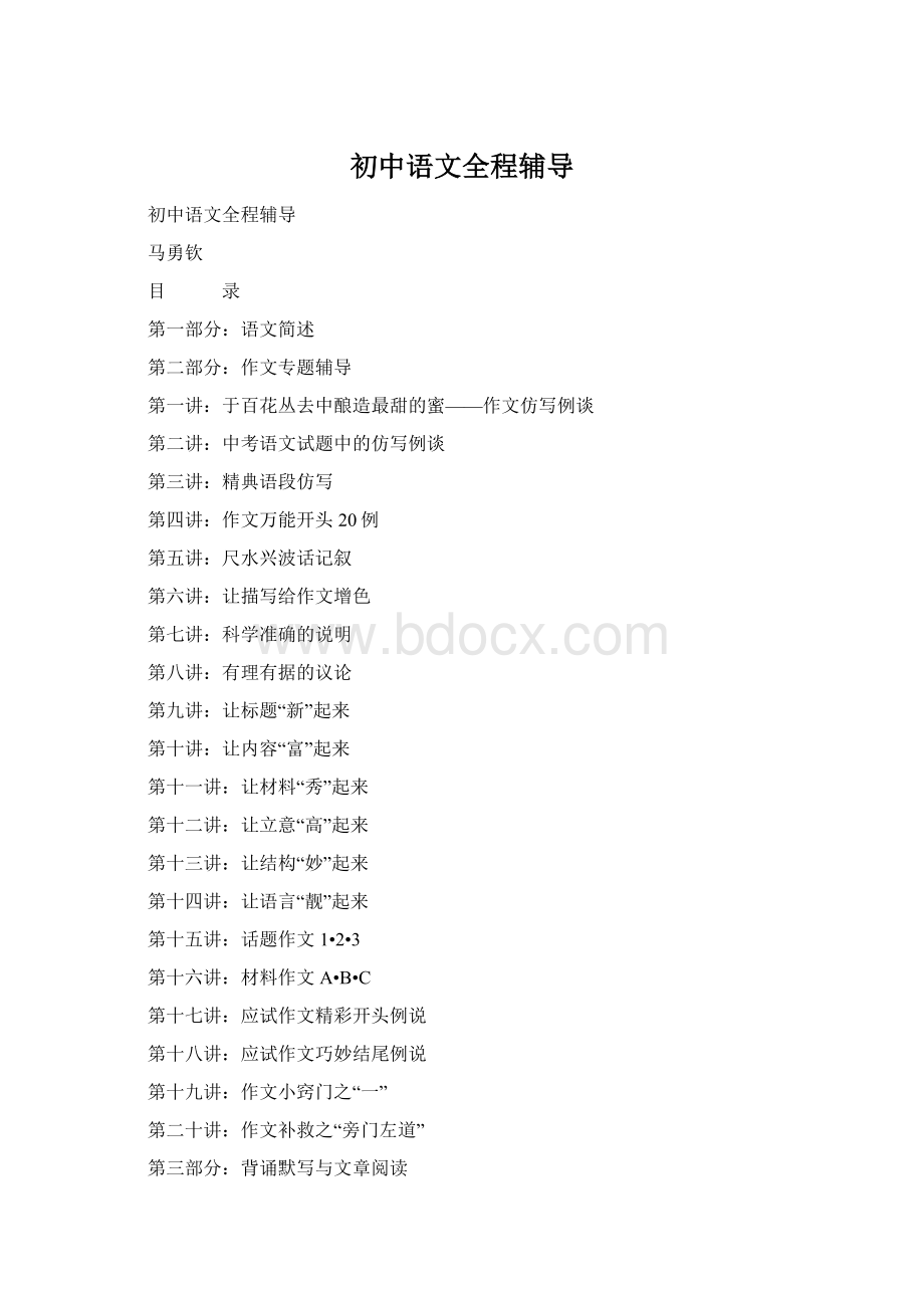 初中语文全程辅导文档格式.docx