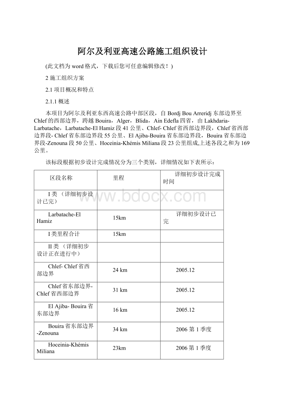 阿尔及利亚高速公路施工组织设计Word文档下载推荐.docx