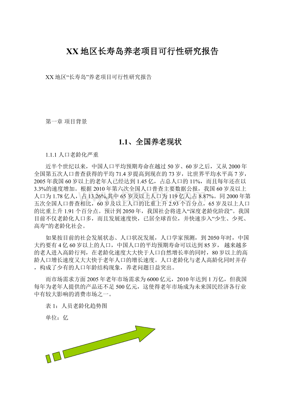 XX地区长寿岛养老项目可行性研究报告.docx