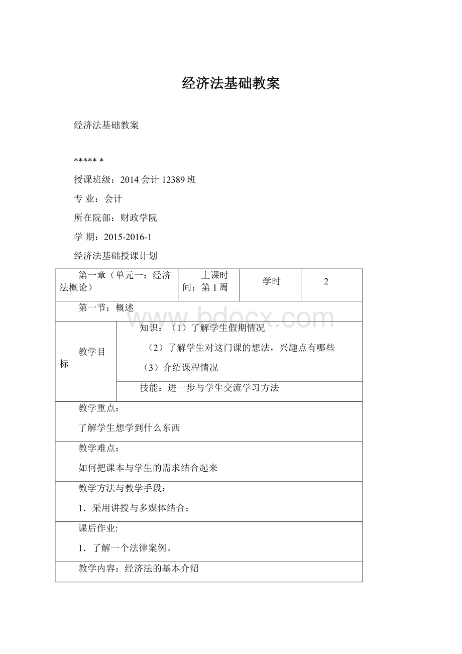 经济法基础教案Word下载.docx