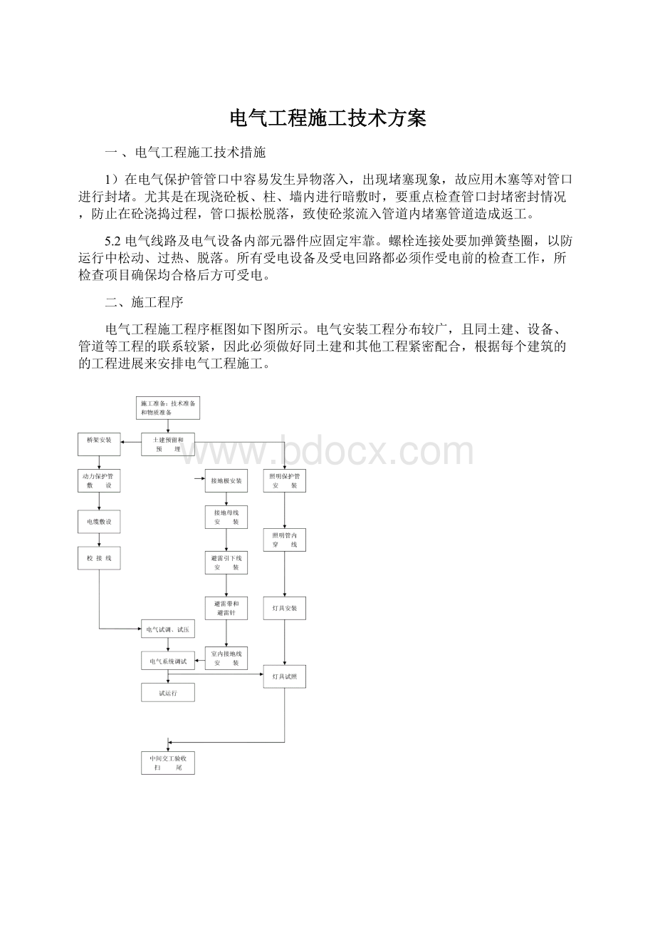 电气工程施工技术方案Word格式.docx