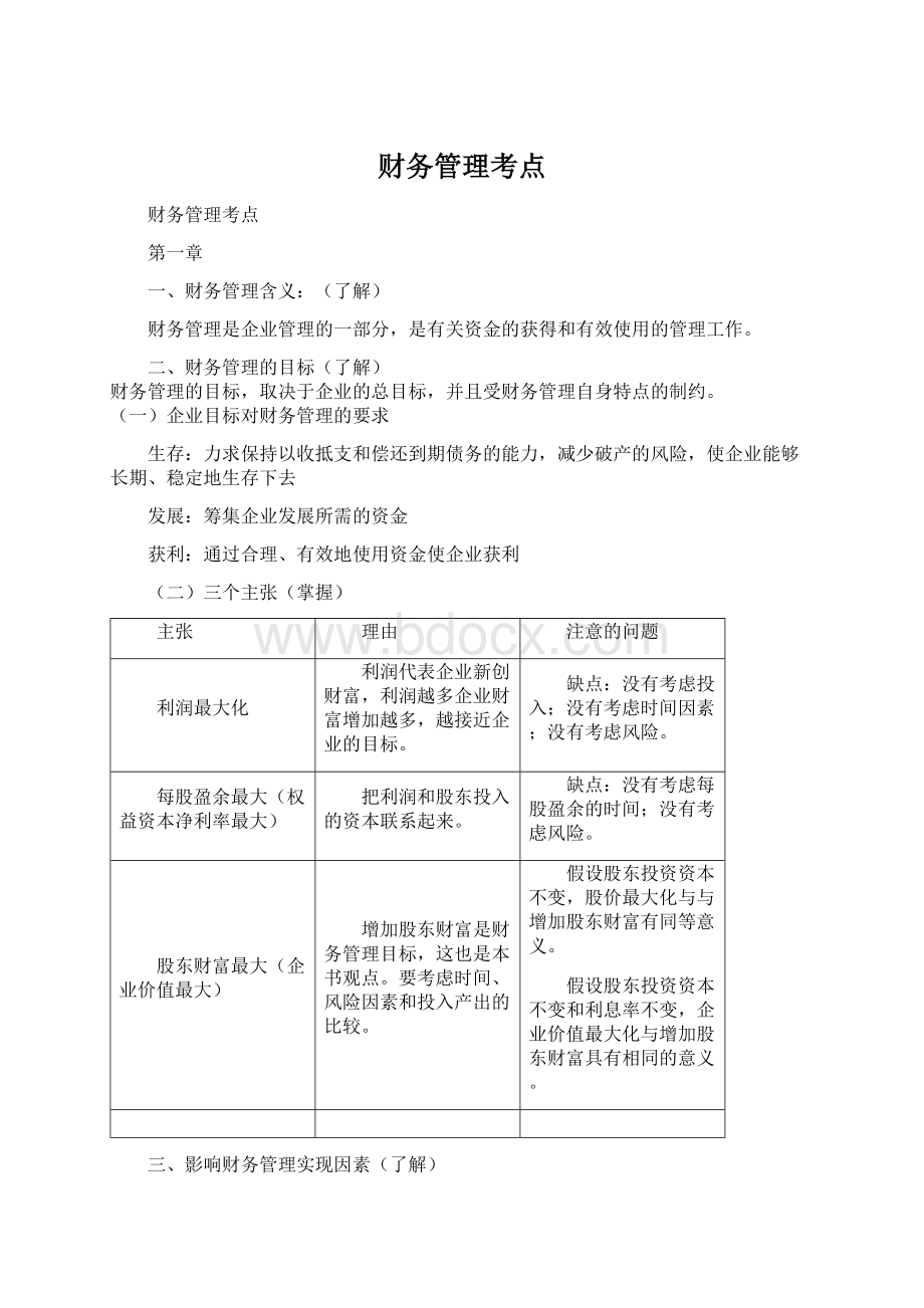 财务管理考点Word格式.docx