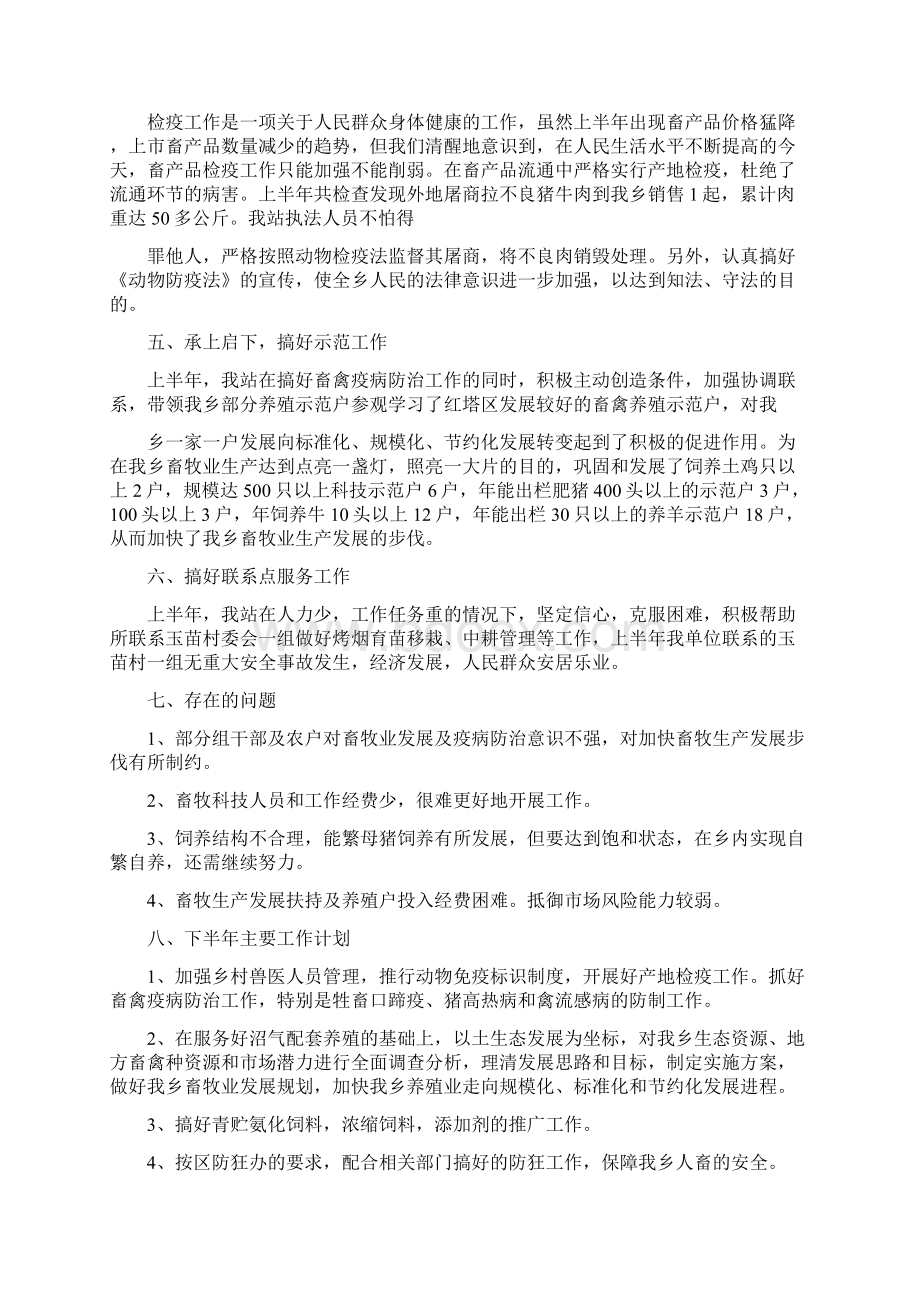 乡镇兽医站上半年工作总结Word下载.docx_第3页