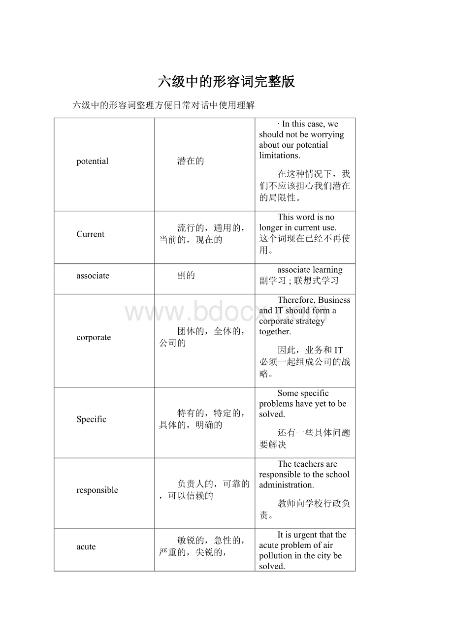 六级中的形容词完整版.docx_第1页