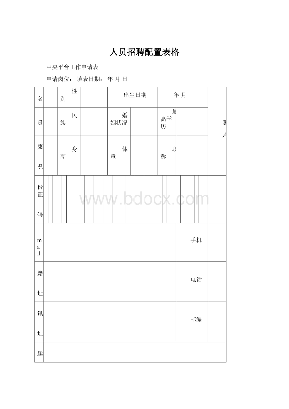 人员招聘配置表格.docx