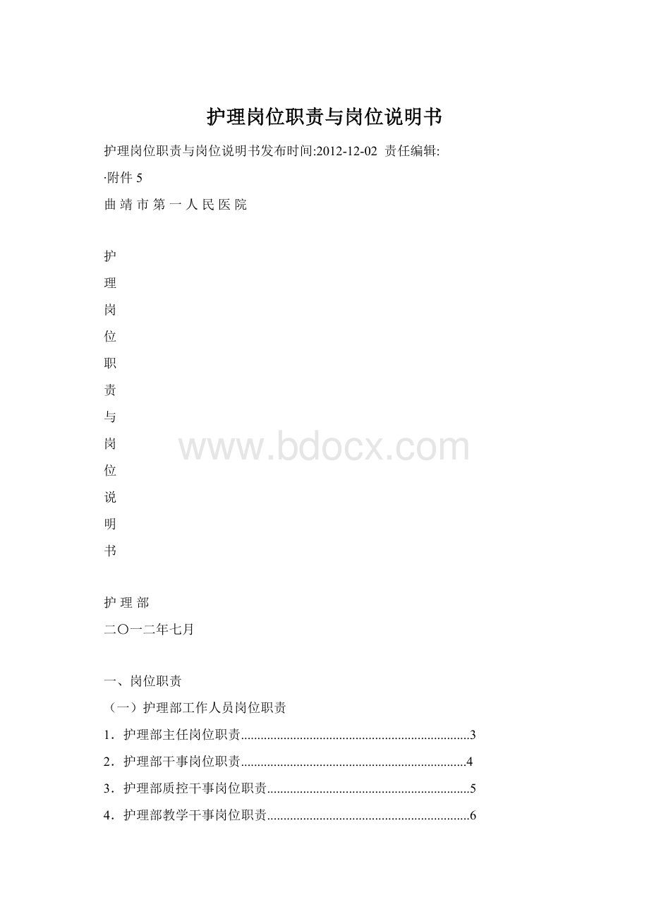 护理岗位职责与岗位说明书.docx