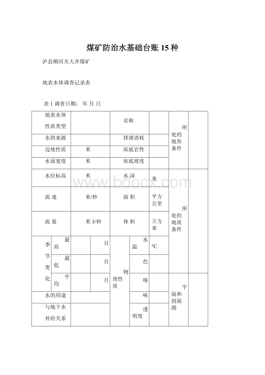 煤矿防治水基础台账15种.docx