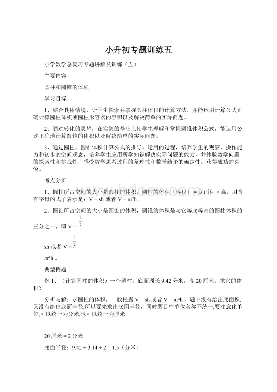 小升初专题训练五Word格式文档下载.docx_第1页