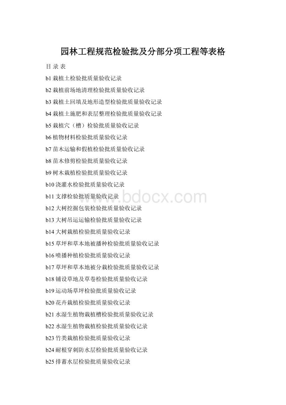 园林工程规范检验批及分部分项工程等表格.docx_第1页