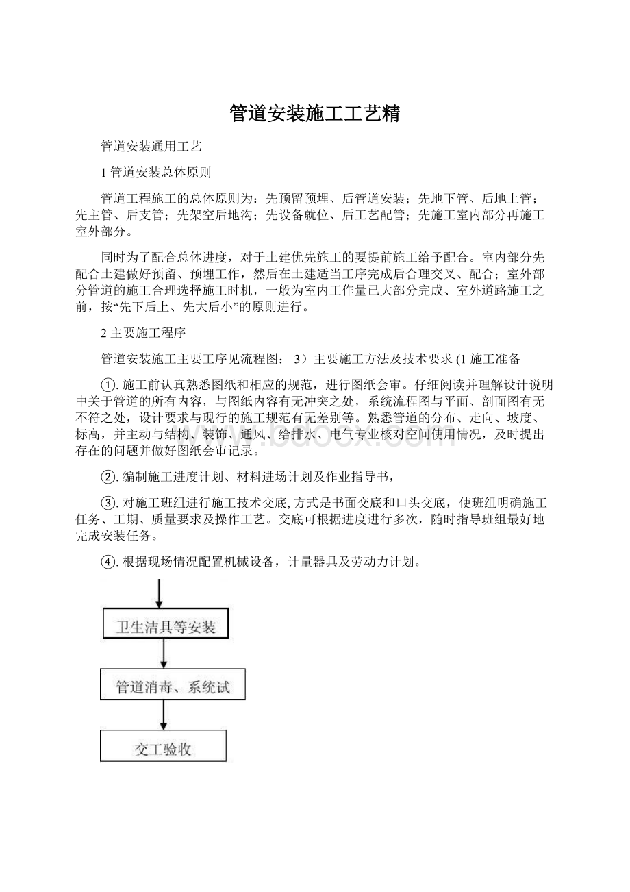 管道安装施工工艺精Word文件下载.docx