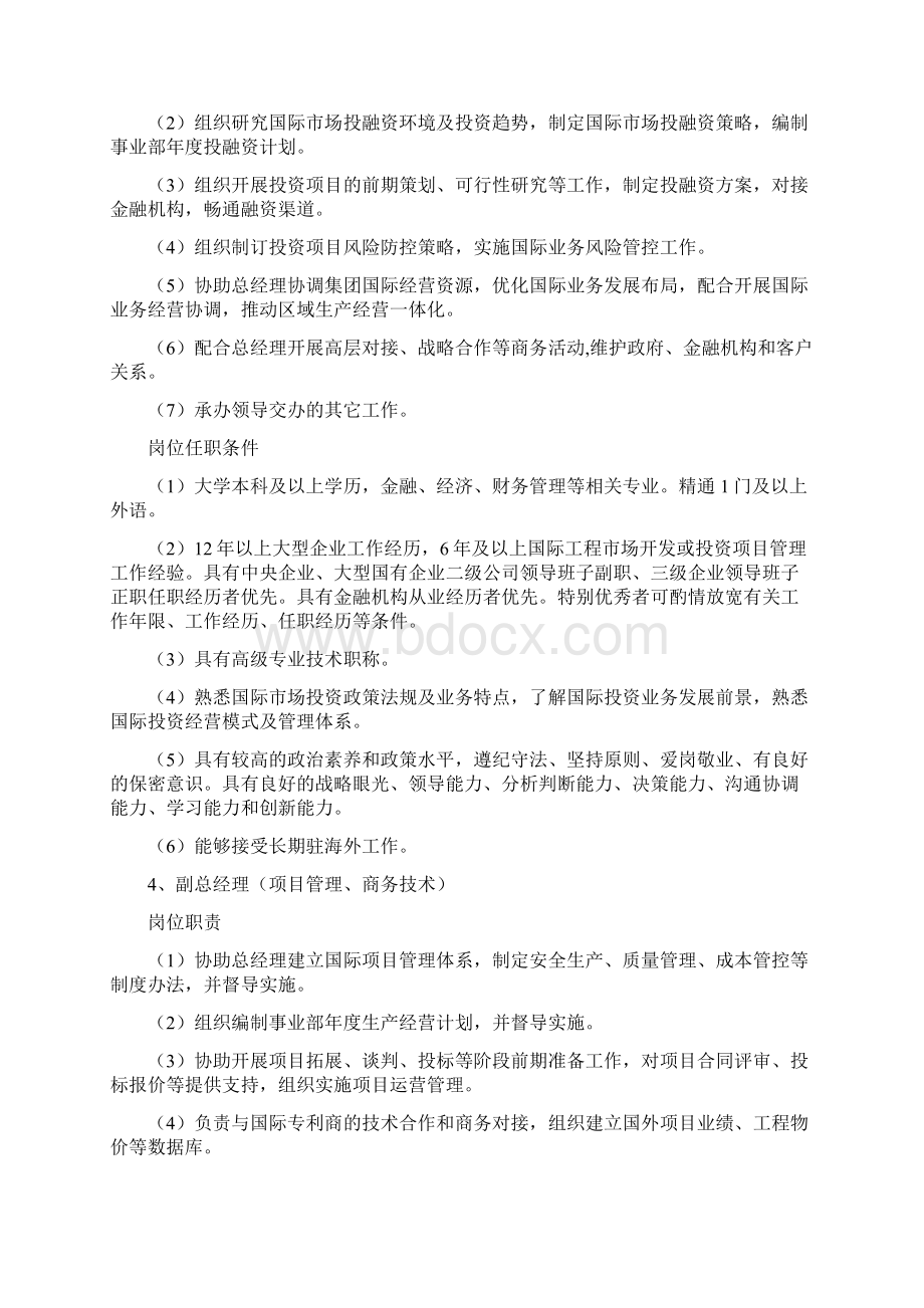 国际事业部岗位职责与任职条件说明书.docx_第3页