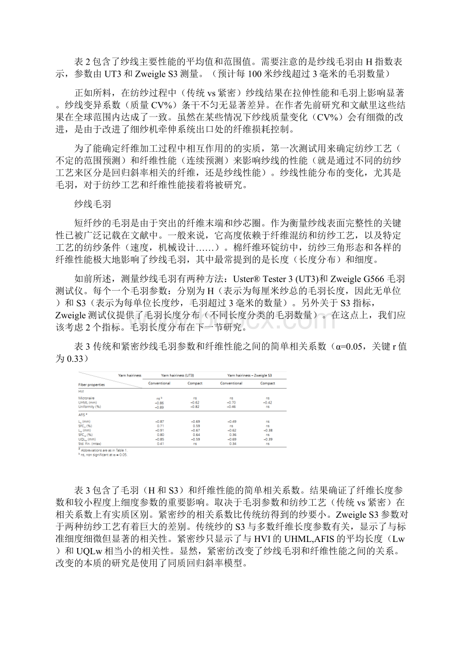 紧密纺纱对棉纱质量的影响与纤维性能的相互作用Word格式.docx_第3页