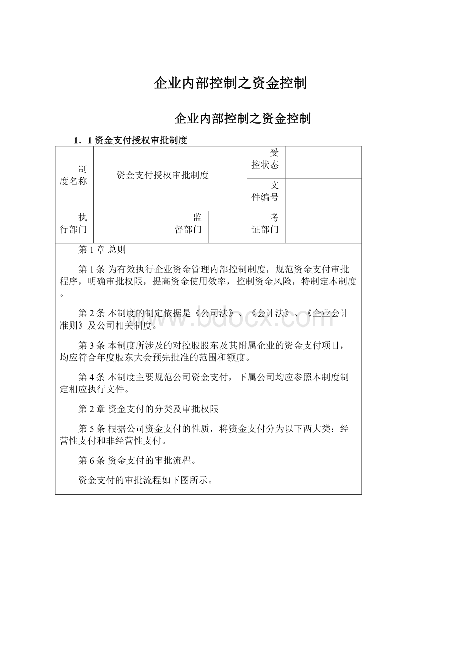 企业内部控制之资金控制Word文档下载推荐.docx