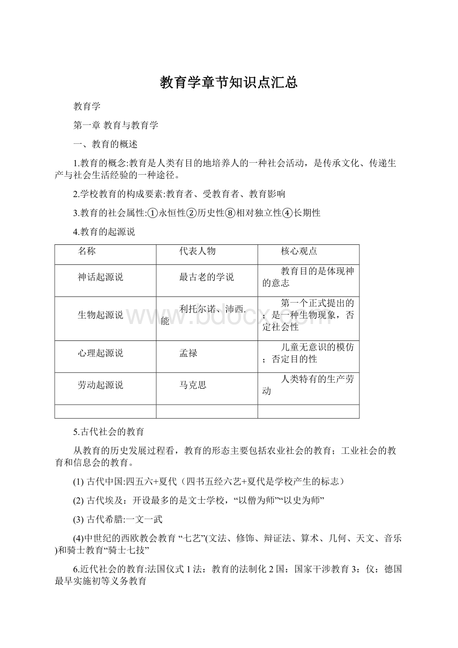 教育学章节知识点汇总.docx