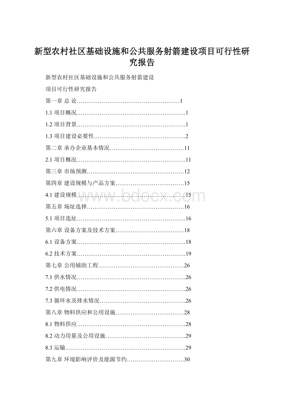 新型农村社区基础设施和公共服务射箭建设项目可行性研究报告Word格式.docx