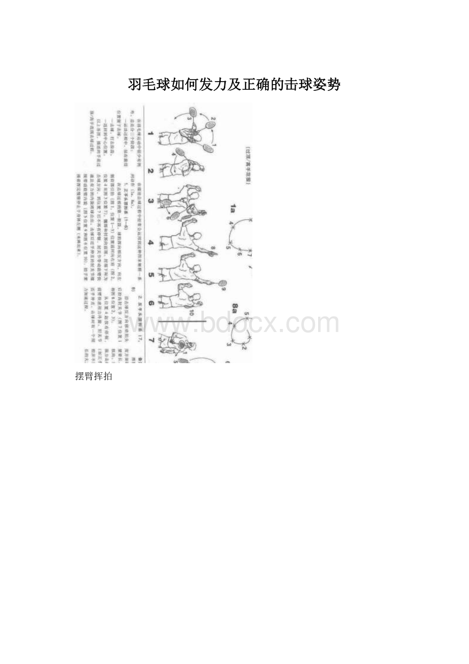 羽毛球如何发力及正确的击球姿势Word文档下载推荐.docx_第1页