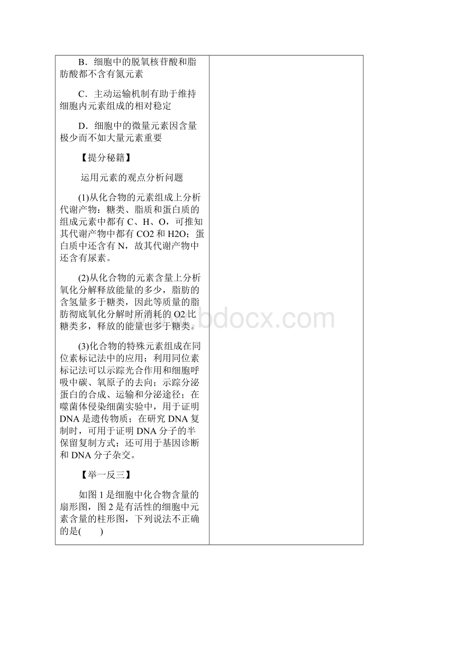 河北省清河挥公实验中学届高三生物一轮复习导学案细胞中的元素与化合物无答案Word格式.docx_第2页