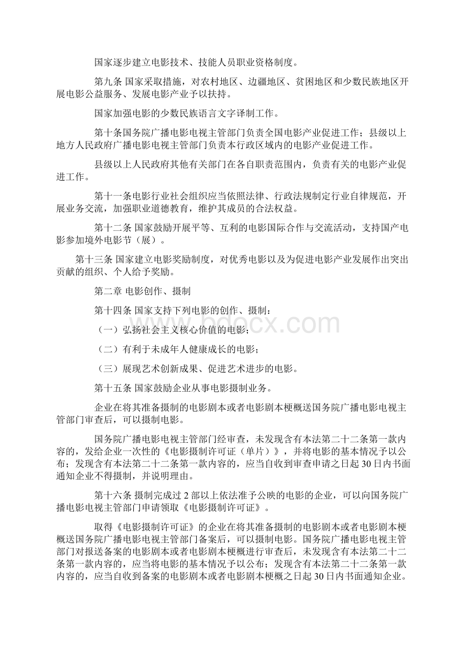 中华人民共和国电影产业促进法征求意见稿Word文档格式.docx_第2页