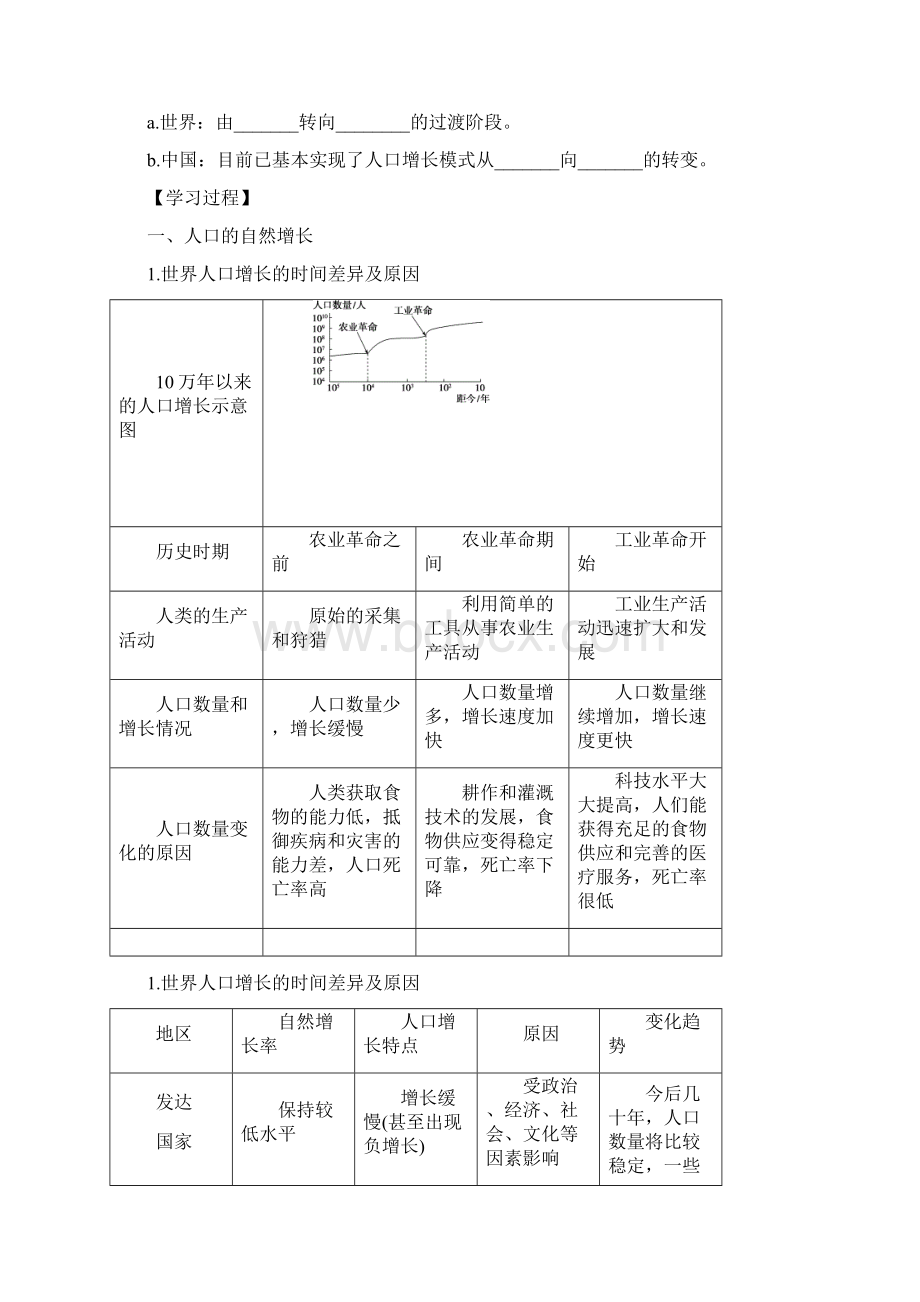 学年高一地理人教版必修二导学案11人口的数量变化.docx_第3页