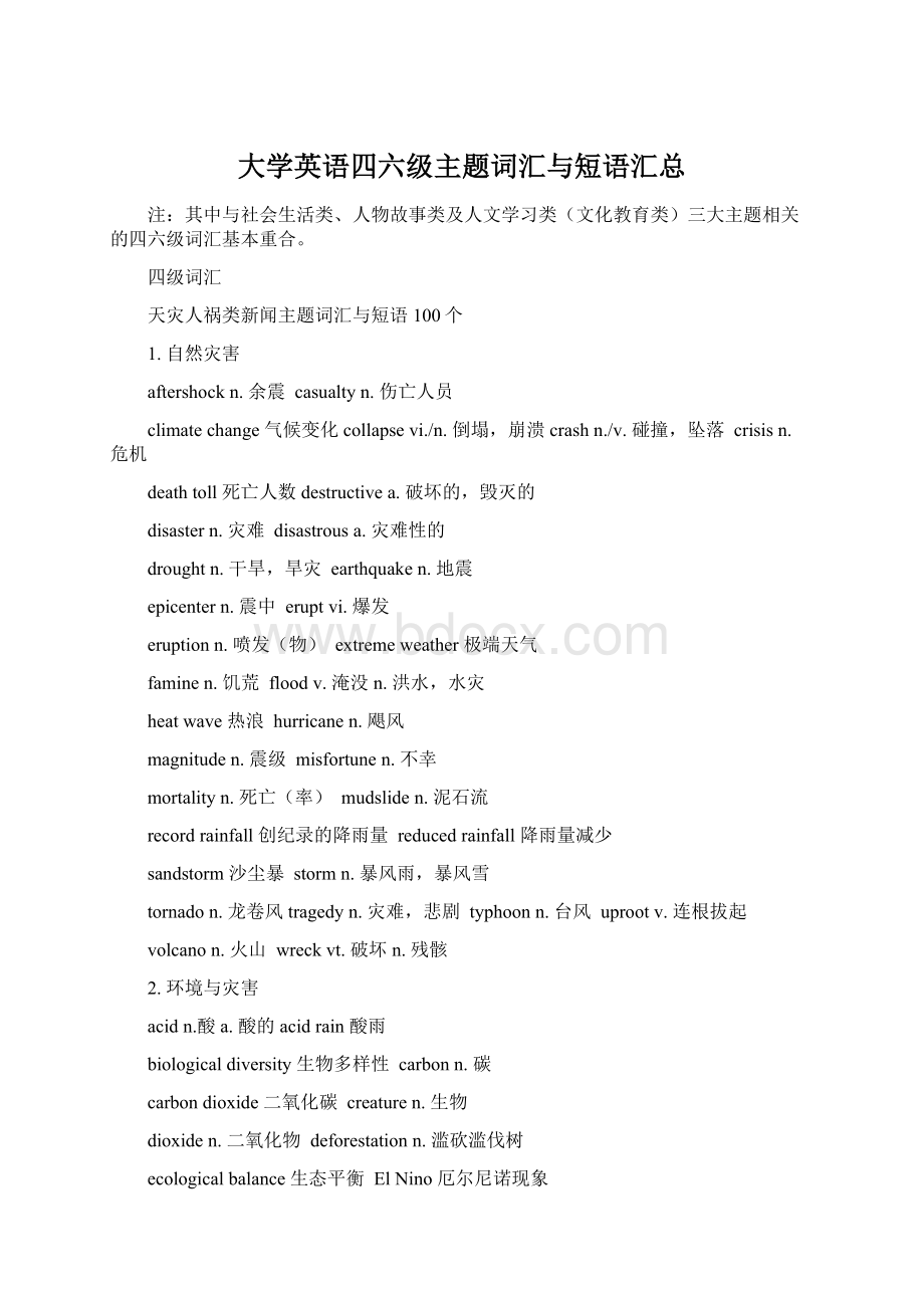 大学英语四六级主题词汇与短语汇总.docx_第1页