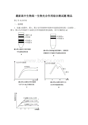 最新高中生物高一生物光合作用综合测试题 精品.docx