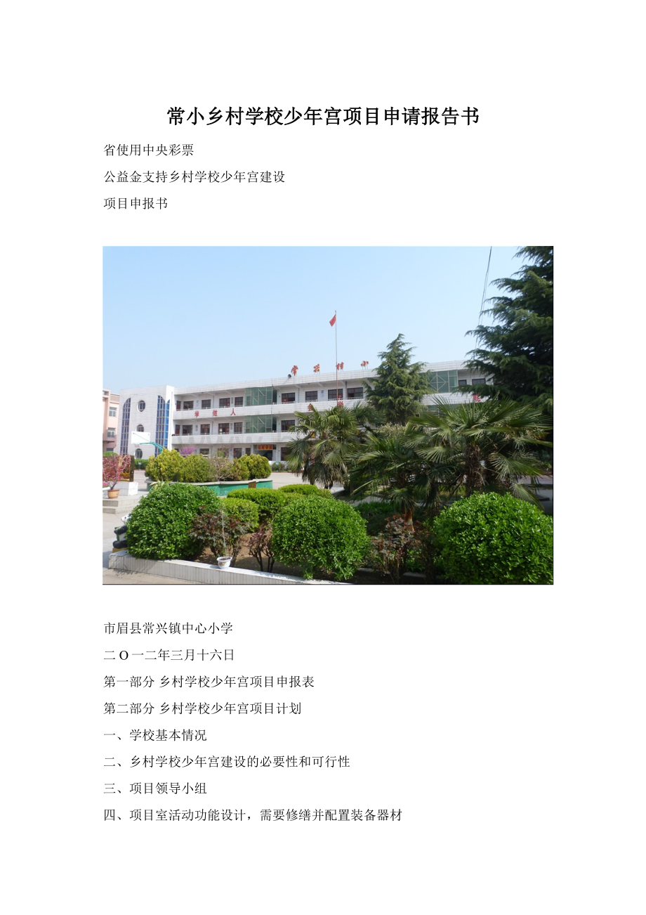 常小乡村学校少年宫项目申请报告书.docx