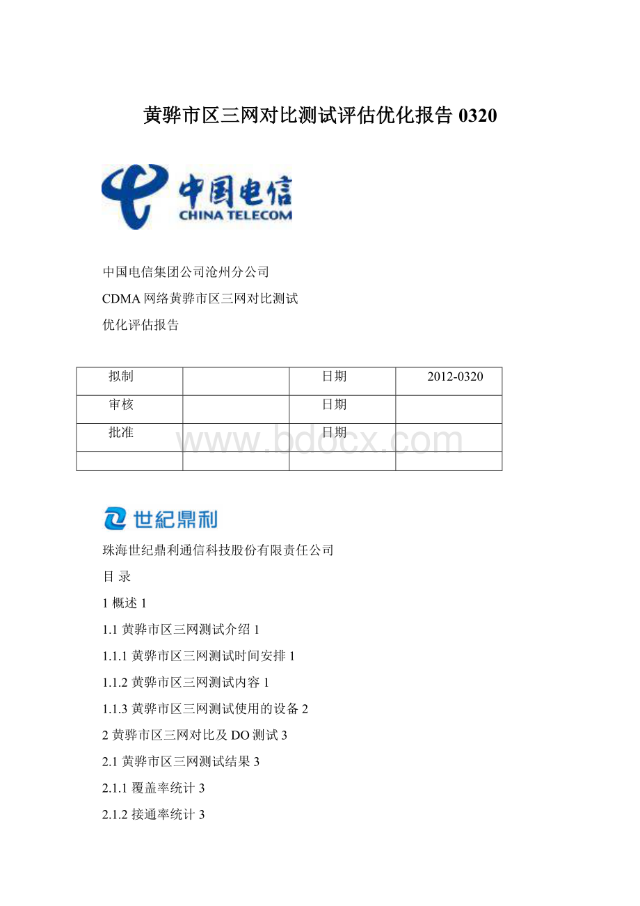 黄骅市区三网对比测试评估优化报告0320Word文档下载推荐.docx