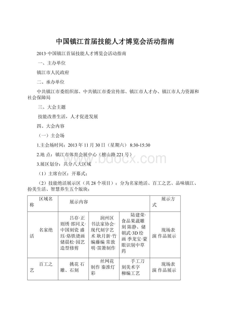 中国镇江首届技能人才博览会活动指南Word文件下载.docx