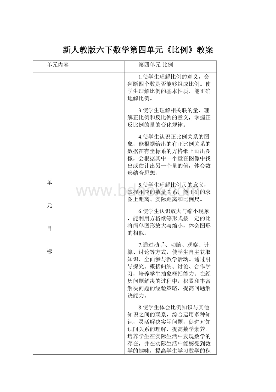 新人教版六下数学第四单元《比例》教案.docx_第1页