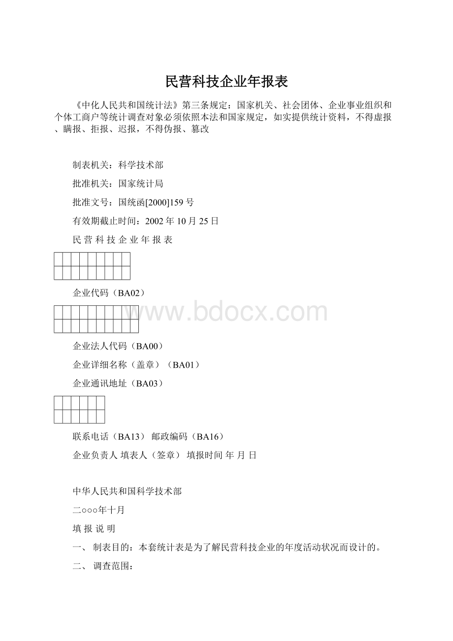 民营科技企业年报表.docx