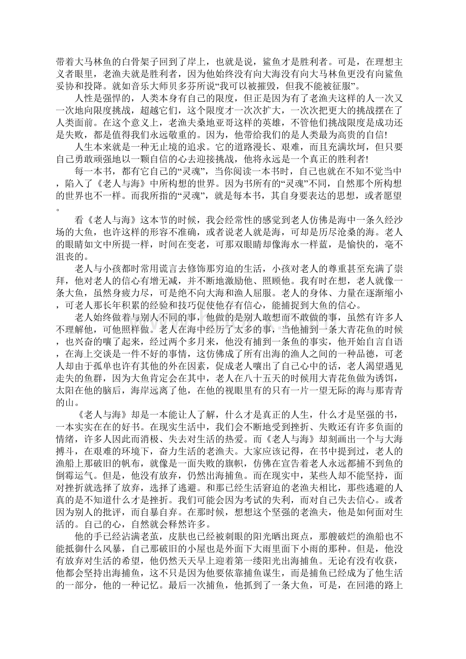 老人与海读书笔记范文4篇Word文件下载.docx_第2页