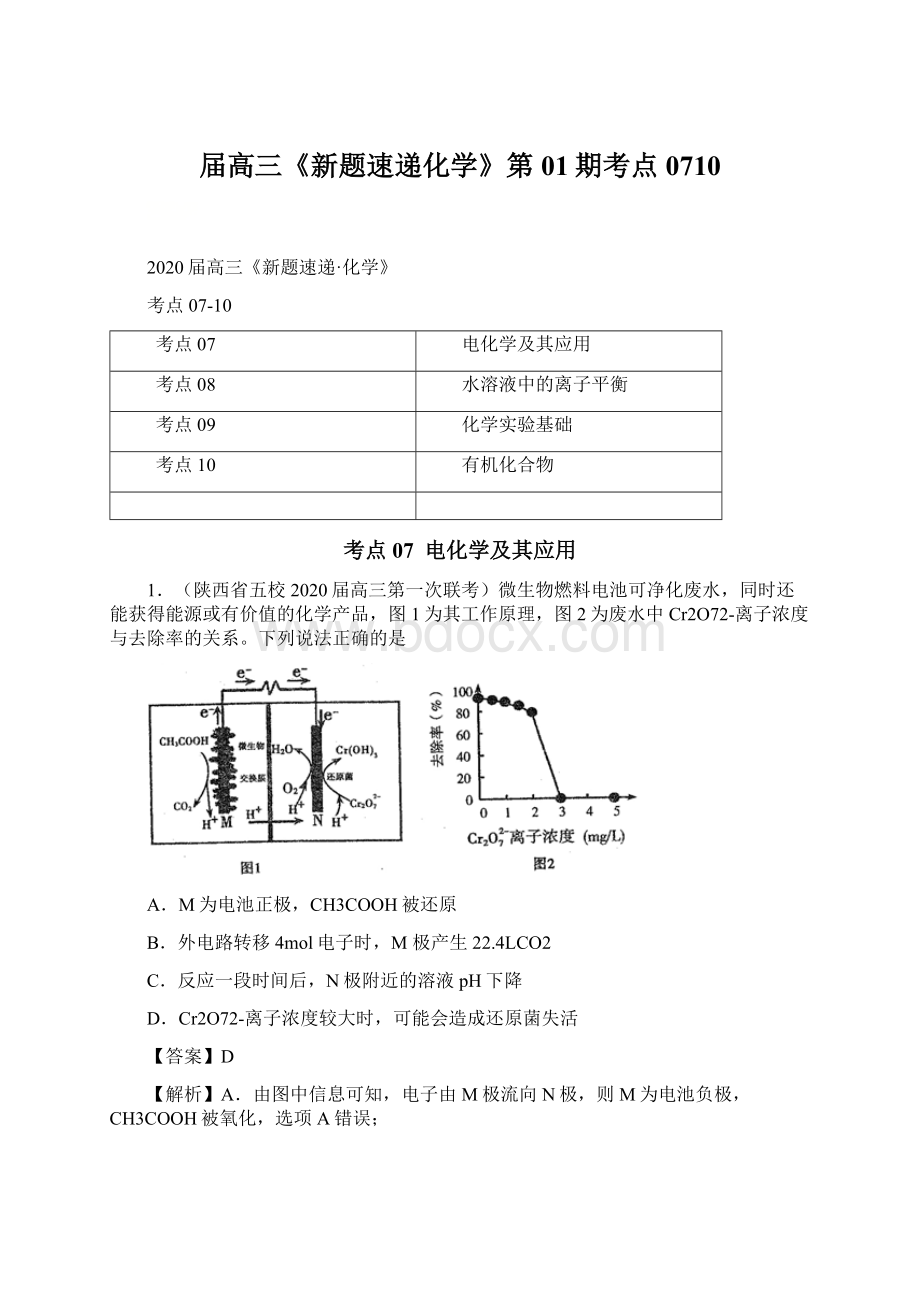 届高三《新题速递化学》第01期考点0710Word格式文档下载.docx_第1页