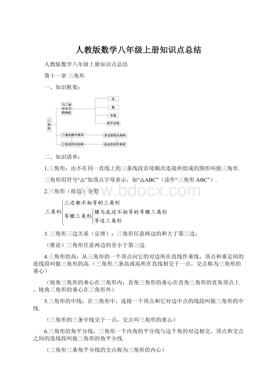 人教版数学八年级上册知识点总结Word下载.docx_第1页