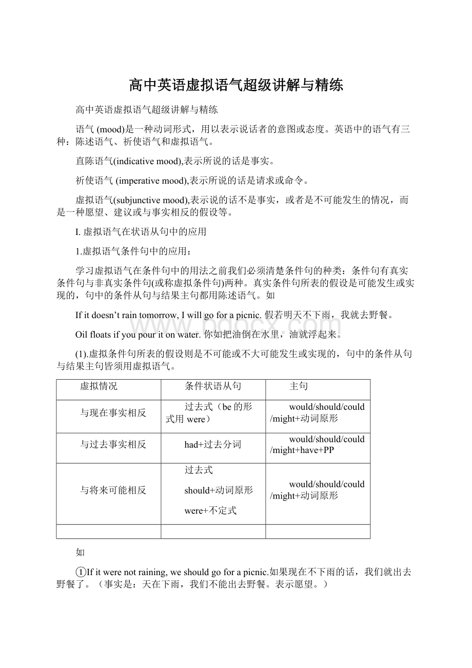 高中英语虚拟语气超级讲解与精练.docx_第1页