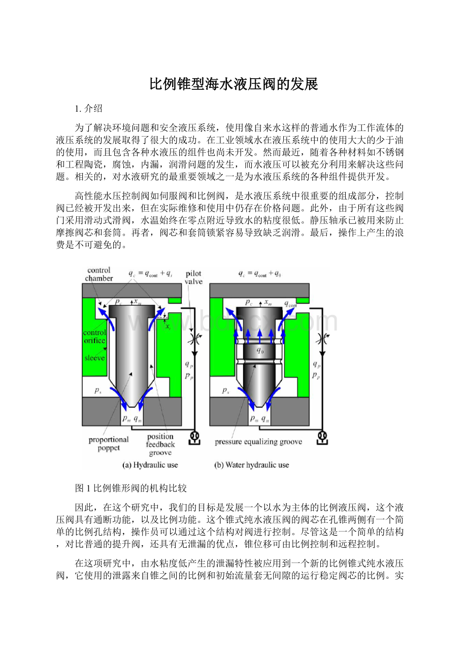 比例锥型海水液压阀的发展Word格式.docx