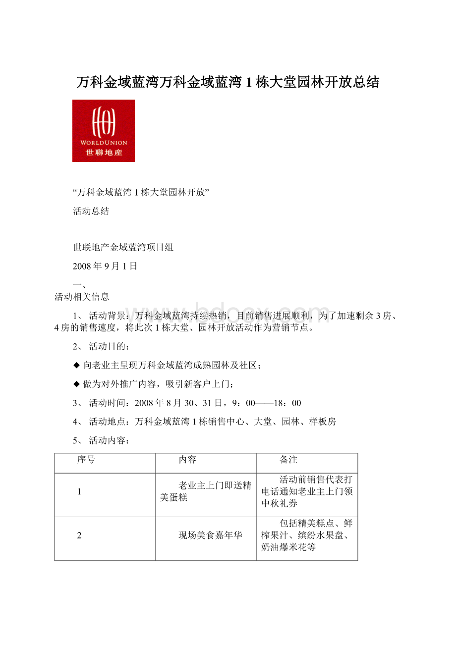 万科金域蓝湾万科金域蓝湾1栋大堂园林开放总结.docx_第1页