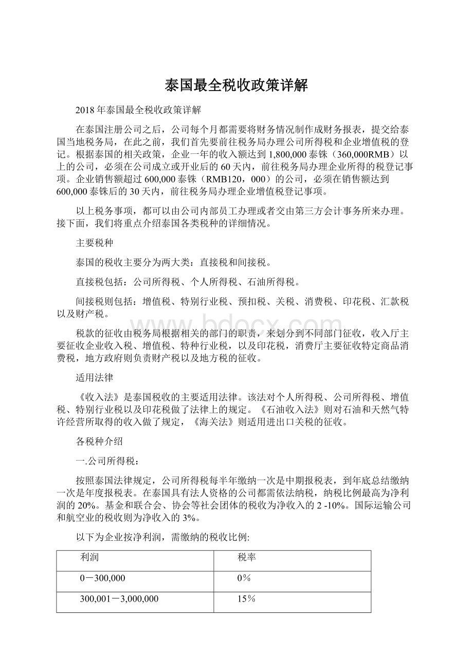 泰国最全税收政策详解Word格式文档下载.docx