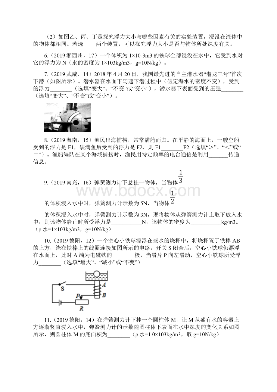 中考物理真题集锦五专题五十浮力试题文档格式.docx_第2页