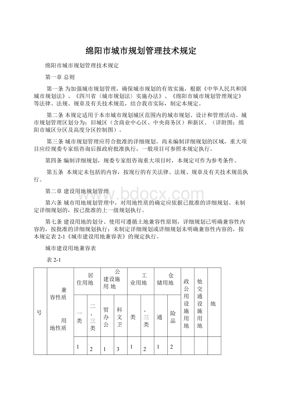 绵阳市城市规划管理技术规定.docx