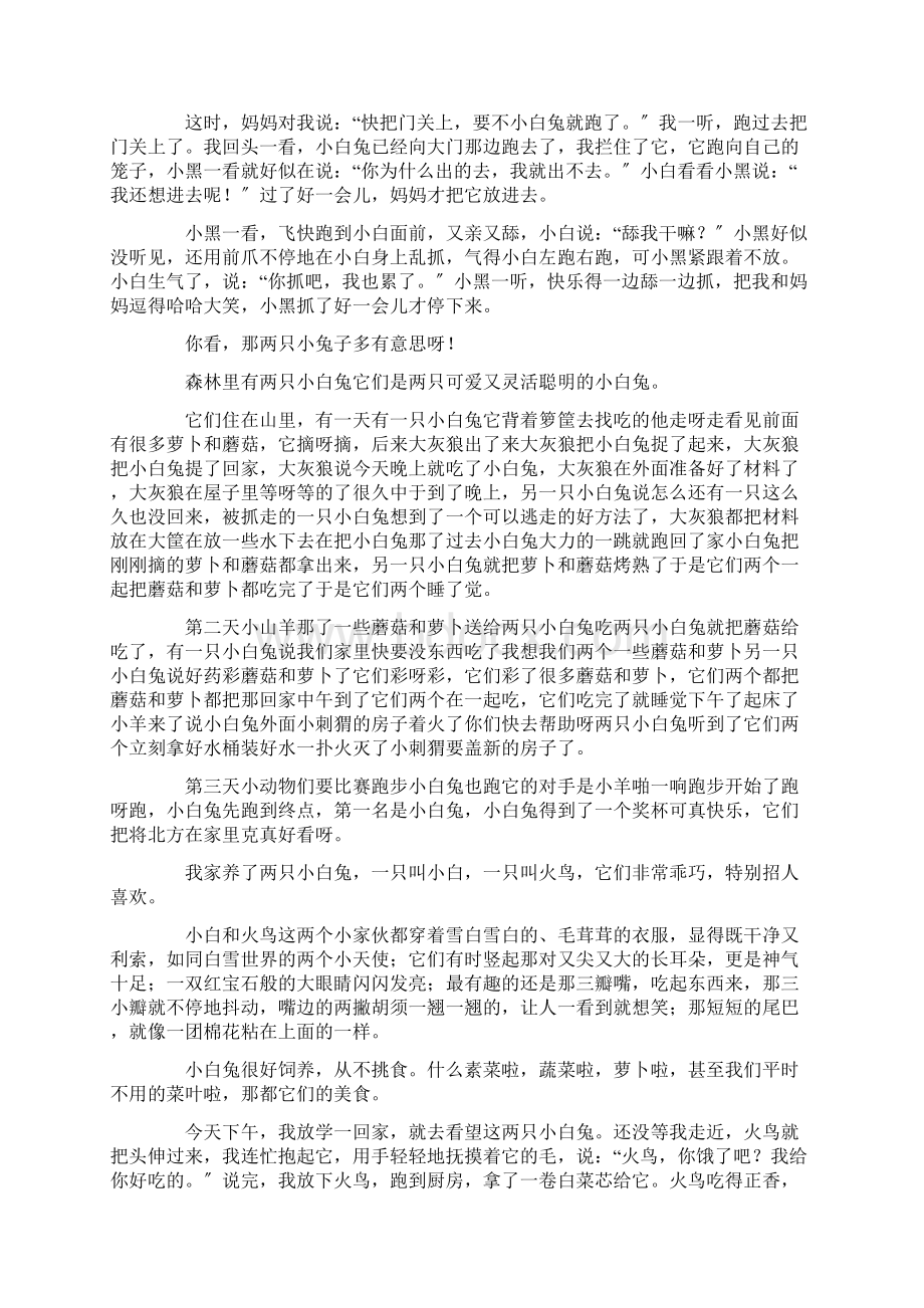 两只小白兔作文15篇精选.docx_第2页