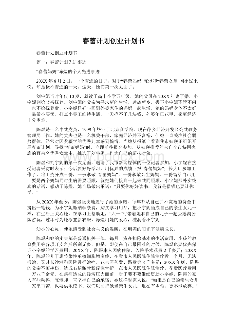 春蕾计划创业计划书.docx