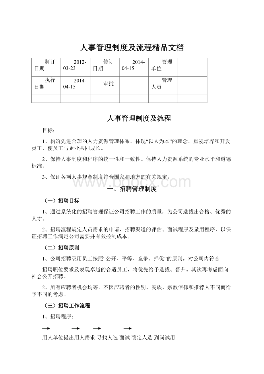 人事管理制度及流程精品文档.docx