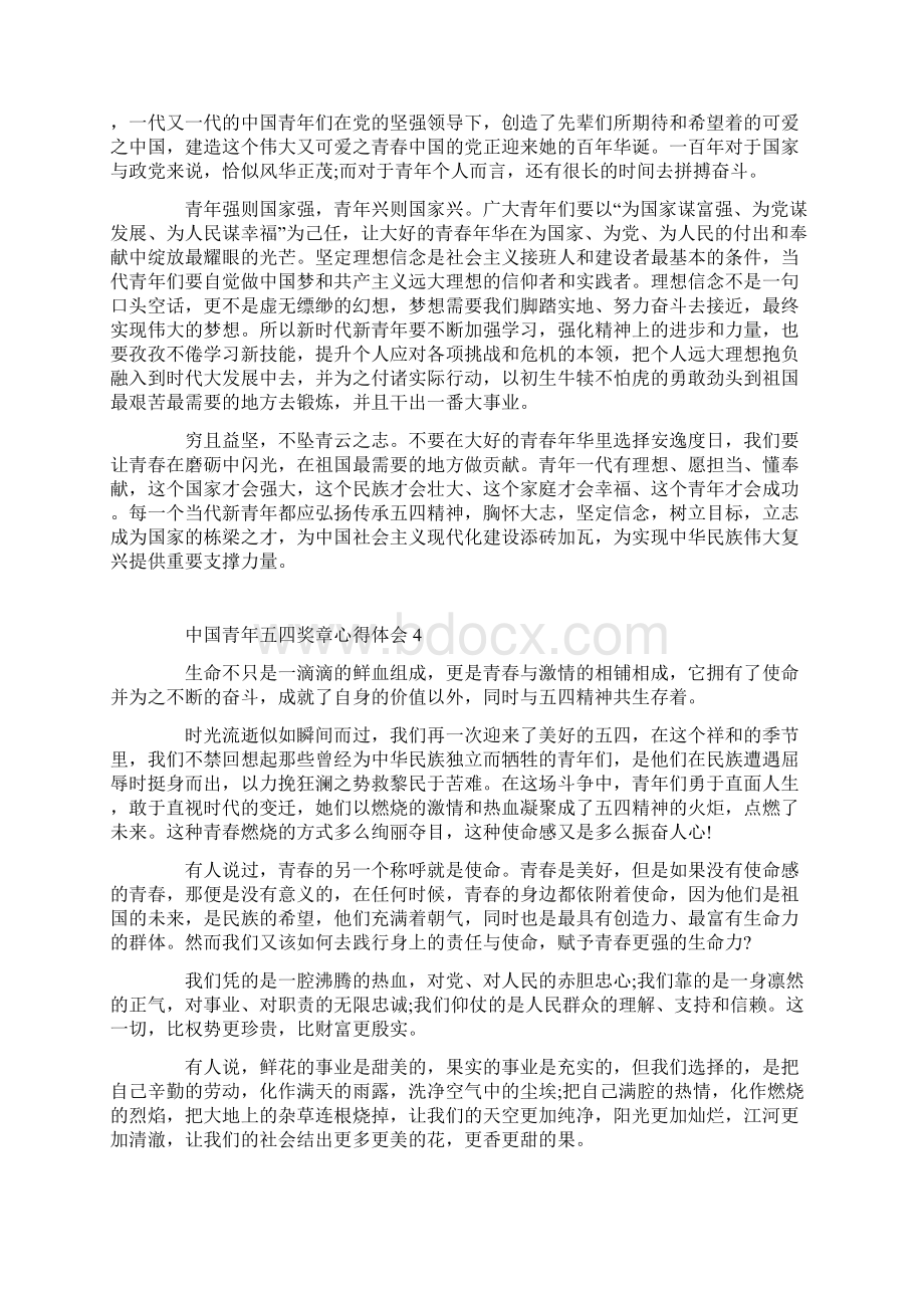 中国青年五四奖章心得体会800字文档格式.docx_第3页