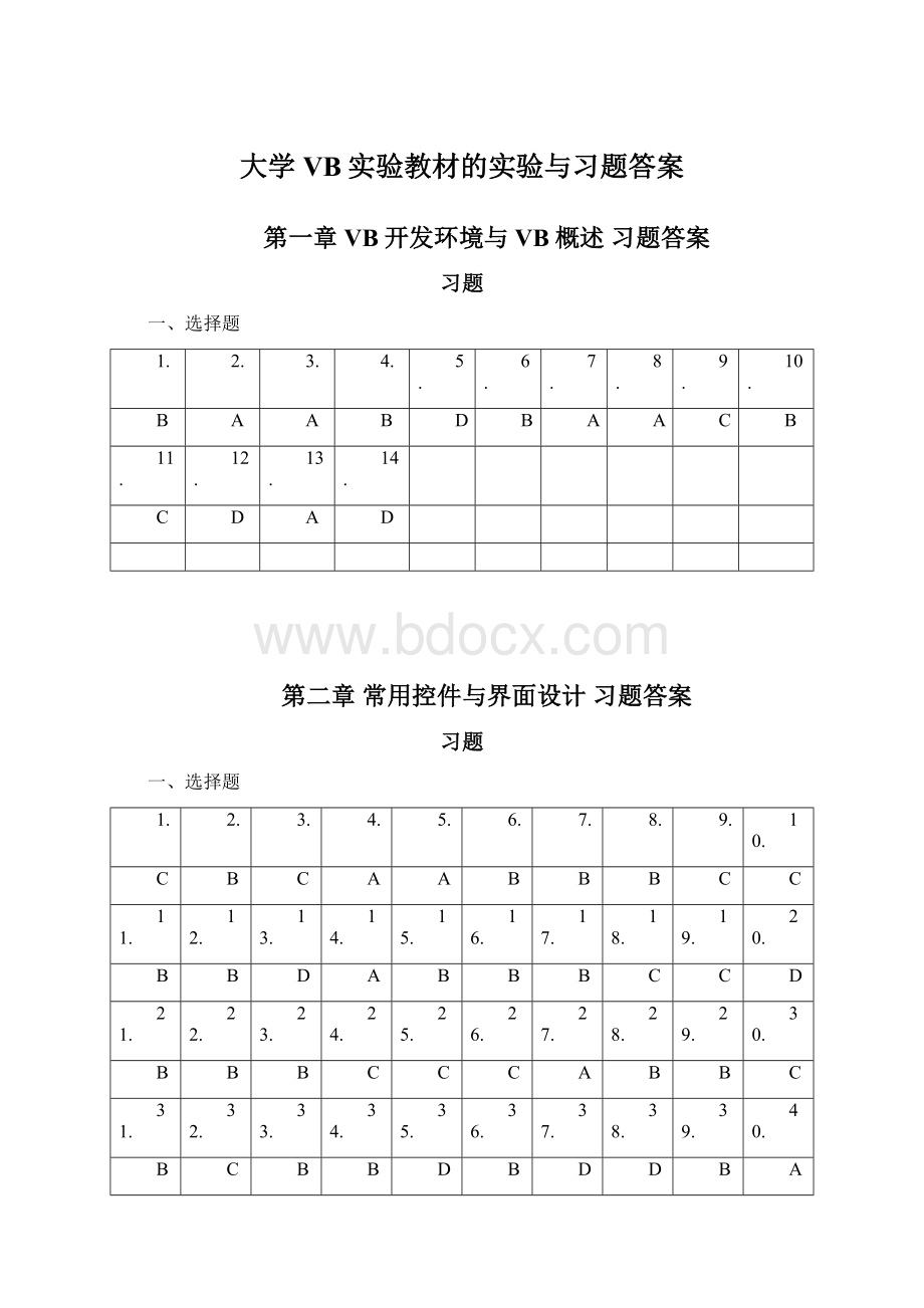 大学VB实验教材的实验与习题答案.docx_第1页