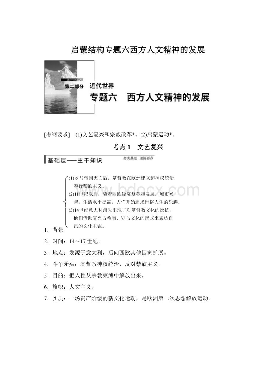 启蒙结构专题六西方人文精神的发展.docx