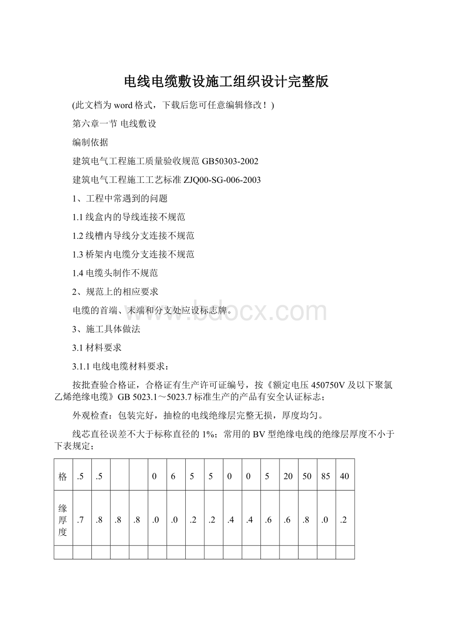 电线电缆敷设施工组织设计完整版.docx_第1页