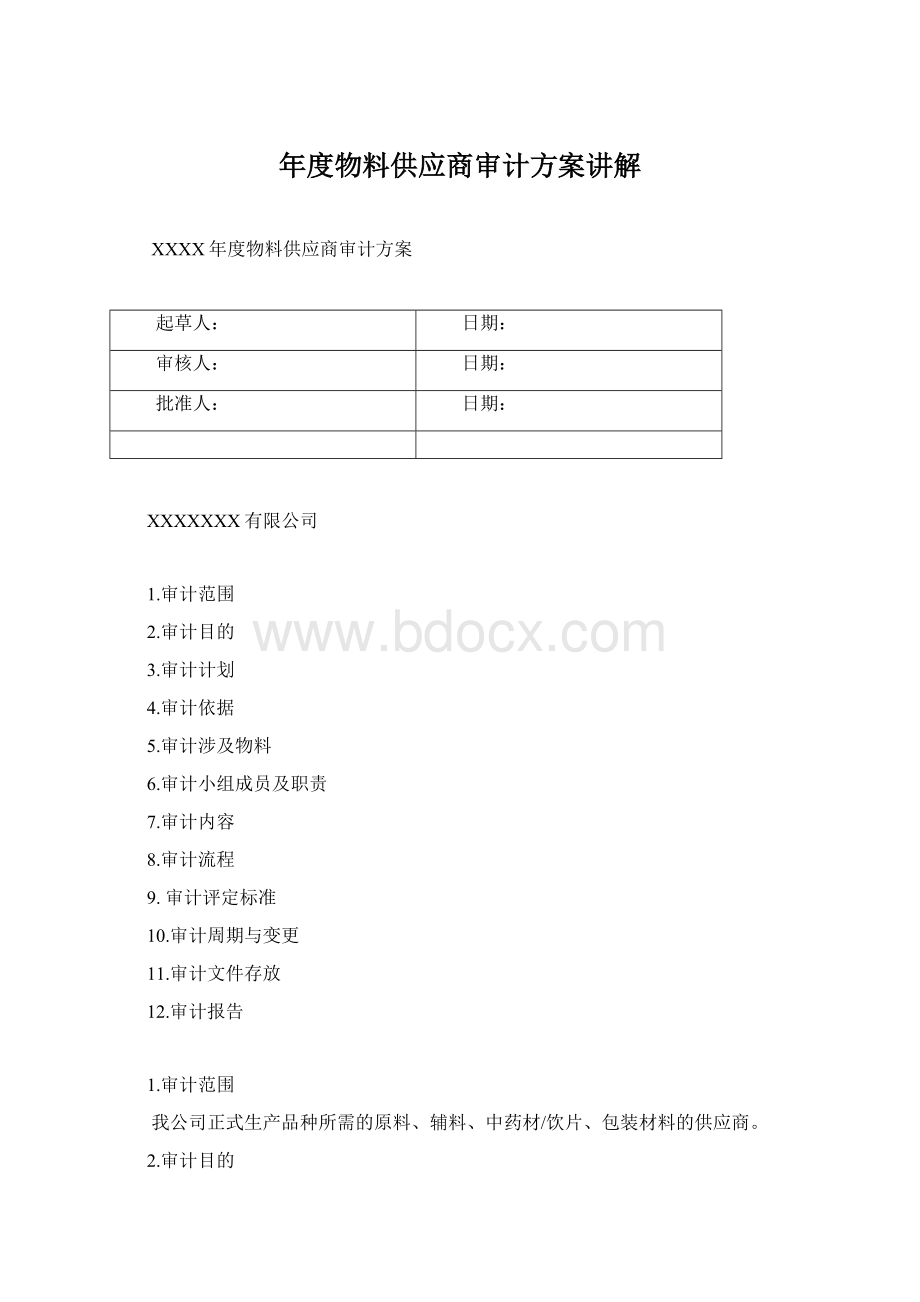 年度物料供应商审计方案讲解.docx_第1页