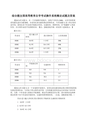 综合题全国高等教育自学考试操作系统概论试题及答案Word文档格式.docx