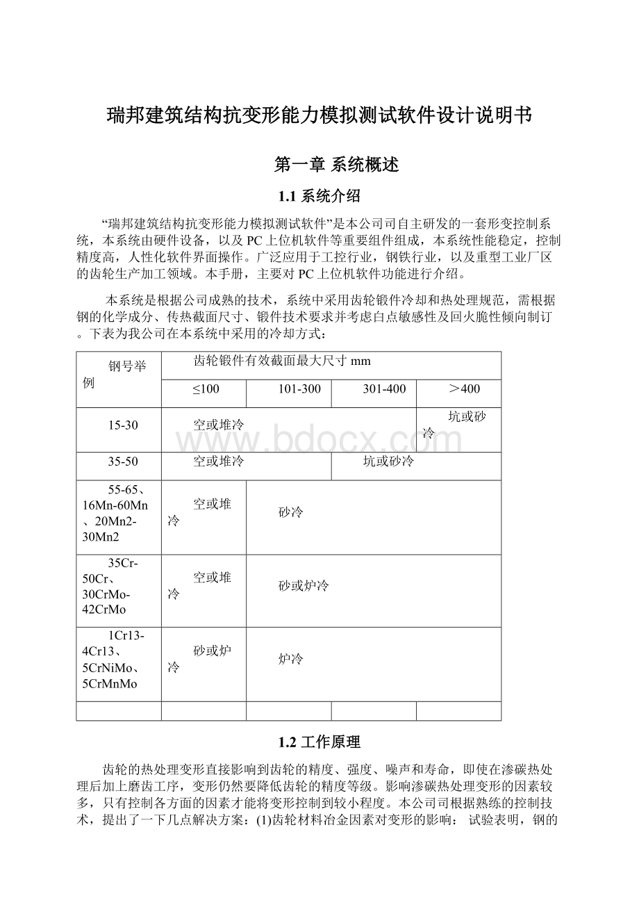 瑞邦建筑结构抗变形能力模拟测试软件设计说明书.docx